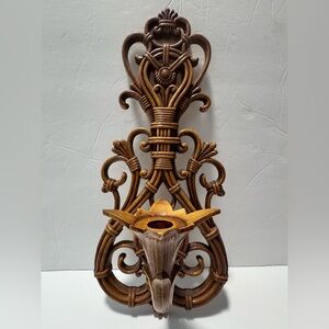 Dart Faux Bamboo Wall Sconce Vintage 1970s